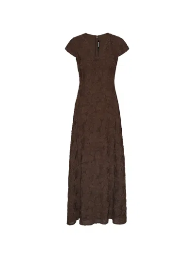 Rotate Birger Christensen Rotate Floral Mesh V-neck Mini Dress With Back Zip In Burgundy