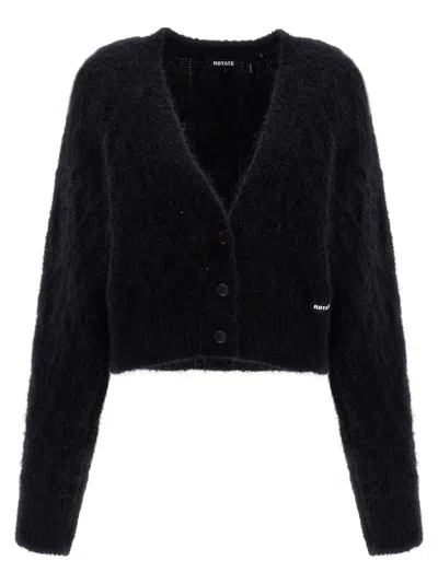 Rotate Birger Christensen Flufy Knit Cardigan In Black