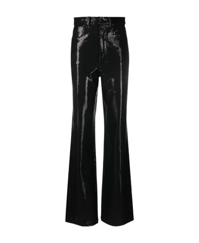 Rotate Birger Christensen Foil Jersey Straight-leg Trousers In Black
