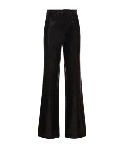Rotate Birger Christensen Foil-faced Straight-leg Casual Pants In Black