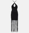 Rotate Birger Christensen Rotate Sunday Capsule Bead Fringed Dress In Black