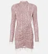 Rotate Birger Christensen Sequin Fringed Mini Dress In Pink