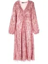 Rotate Birger Christensen Sirin Sequined Stretch Recycled-chiffon Midi Dress In Pink