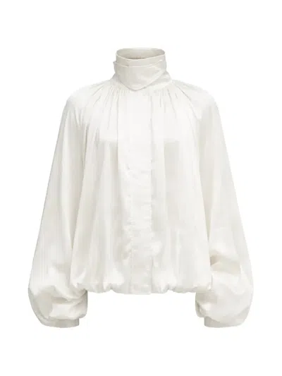 Rotate Birger Christensen Funnel-neck Oversized Jacket In White