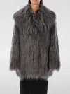 Rotate Birger Christensen Faux Fur Coat High Collar In Grau
