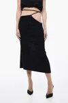 Rotate Birger Christensen Fuzzy Glitter Pencil Skirt With V Waist Band In Black
