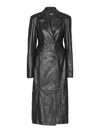 Rotate Birger Christensen Double-breasted Leather Coat In Black