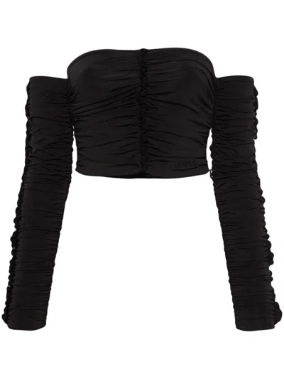 Rotate Birger Christensen Gathered Crop Top In Black