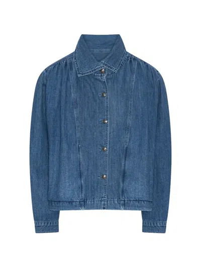 Rotate Birger Christensen Geraffte Jeansjacke In Blue