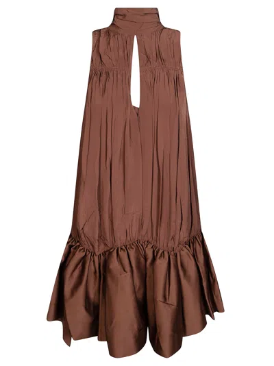 Rotate Birger Christensen Gathered Mini Dress For Women - Spring/summer 2026 In Brown