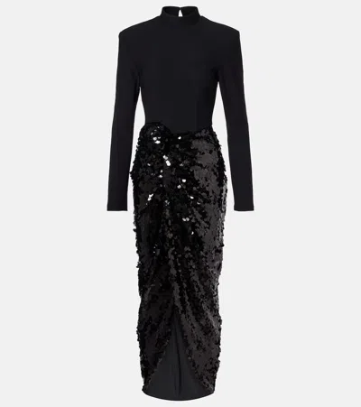 Rotate Birger Christensen Gathered Sequined Maxi Dress In Animal Print