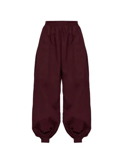Rotate Birger Christensen Gathered-cuff Loose-fit Trousers In Red