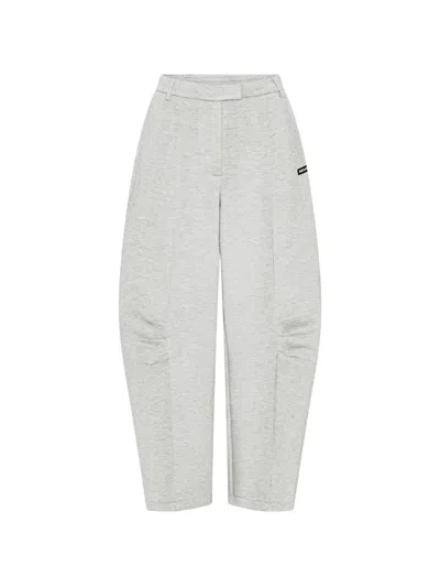 Rotate Birger Christensen Cargo Scuba Light Grey Melange Trousers With Vertical Seams In Gray