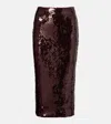 Rotate Birger Christensen Georgia Sequined Pencil Skirt In Burgundy