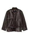 Rotate Birger Christensen Giacca Biker In Pelle Di Agnello Marrone Scuro Con Cintura Rotate In Brown