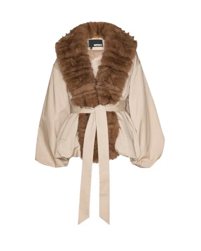 ROTATE BIRGER CHRISTENSEN GIACCA CON COLLO IN PELLICCIA SINTETICA BEIGE
