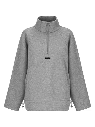 Rotate Birger Christensen Grey Half-zip Adjustable Hem Scuba Jacket In Gray
