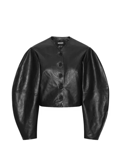 Rotate Birger Christensen Giacca Nera Con Collo Rotondo E Maniche A Palloncino Rotate In Black