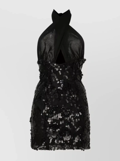 Rotate Birger Christensen Glamorous Backless Sequin Mini Dress In Black