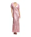 Rotate Birger Christensen Rotate Birgerchristensen Sequins Midi V-neck Dress In Pink