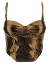 ROTATE BIRGER CHRISTENSEN GOLD CORSET TOP WITH ADJUSTABLE STRAPS IN STRETCH FABRIC WOMAN