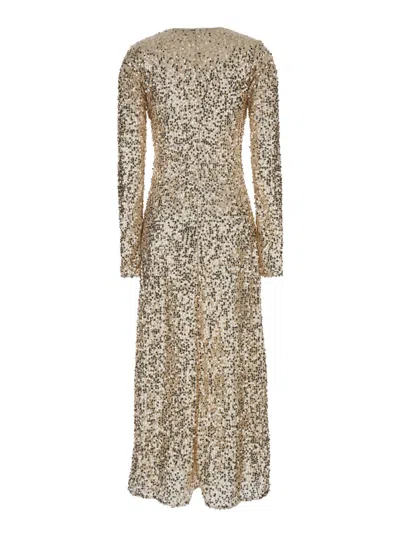 Rotate Birger Christensen Gold Net Sequins Midi Dress In Grey