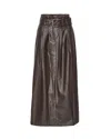 Rotate Birger Christensen Anatta Belted Woven Midi Skirt In Brown