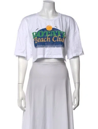 Pre-owned Rotate Birger Christensen Graphic Print Crew Neck Crop Top In White