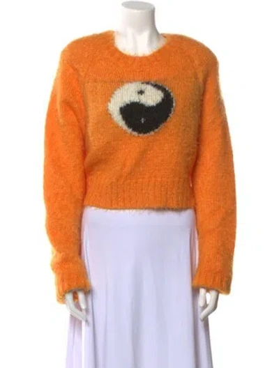 Pre-owned Rotate Birger Christensen Graphic Print Crew Neck Sweater In Orange