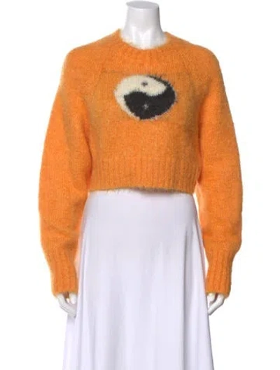 Pre-owned Rotate Birger Christensen Graphic Print Crew Neck Sweater In Orange