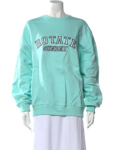 Pre-owned Rotate Birger Christensen Graphic Print Crew Neck Sweatshirt In Blue