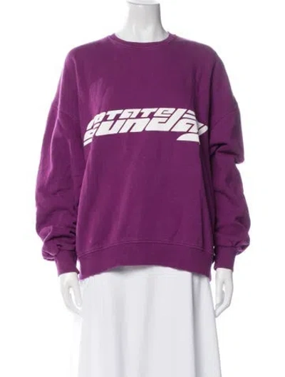 Pre-owned Rotate Birger Christensen Graphic Print Crew Neck Sweatshirt In Purple
