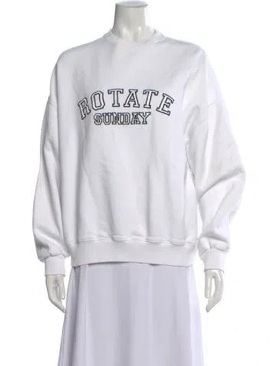 Pre-owned Rotate Birger Christensen Graphic Print Crew Neck Sweatshirt In White