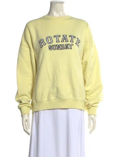 Pre-owned Rotate Birger Christensen Graphic Print Crew Neck Sweatshirt In Yellow