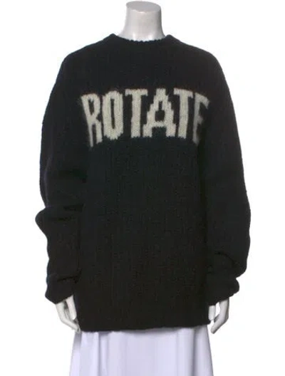 Pre-owned Rotate Birger Christensen Graphic Print Mock Neck Sweater In Black