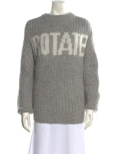 Pre-owned Rotate Birger Christensen Graphic Print Mock Neck Sweater W/ Tags In Gray