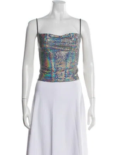 Pre-owned Rotate Birger Christensen Graphic Print Square Neckline Crop Top