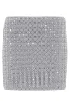Rotate Birger Christensen Beaded Mini Skirt With Strass And Side Zip Closure In Gray