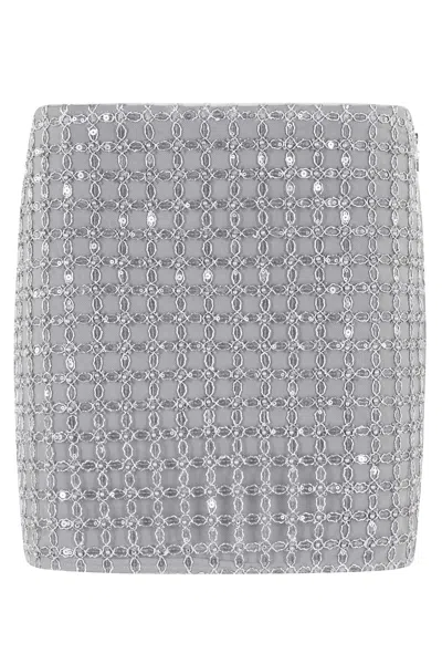 Rotate Birger Christensen Gray Beaded All-over Rhinestone Polyester Mini Skirt