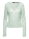 Rotate Birger Christensen Rotate Green Long Sleeve Top With All-over Sequins In Recycled Fabric Woman In Green