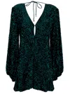 Rotate Birger Christensen Sequin Embellished V-neck Mini Dress In Green