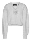 Rotate Birger Christensen Rotate Birgerchristensen Puff Sleeve Knit Cardigan In Gray