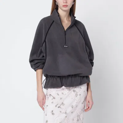 Rotate Birger Christensen Grey Fleece Hoodie With Drawstring In Gray