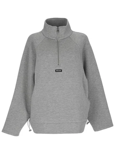 Rotate Birger Christensen Grey Half-zip Adjustable Hem Scuba Jacket In Gray