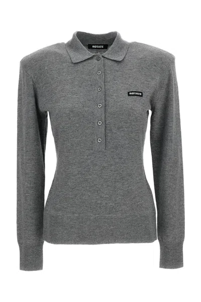 Rotate Birger Christensen Grey Merino Wool Cashmere Slim Cardigan In Gray