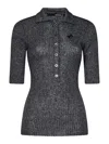 Rotate Birger Christensen Rotate Mohair And Wool Blend Polo Shirt In Grey