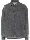 ROTATE BIRGER CHRISTENSEN GREY RHINESTONE-EMBELLISHED DENIM SHIRT