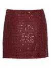 Rotate Birger Christensen Grid-pattern Sequin-embellished Mini Skirt In Red