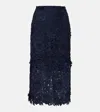 Rotate Birger Christensen Guipure Lace Midi Skirt In Blue