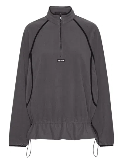 Rotate Birger Christensen Half-zip Fleece Sweater In Gray